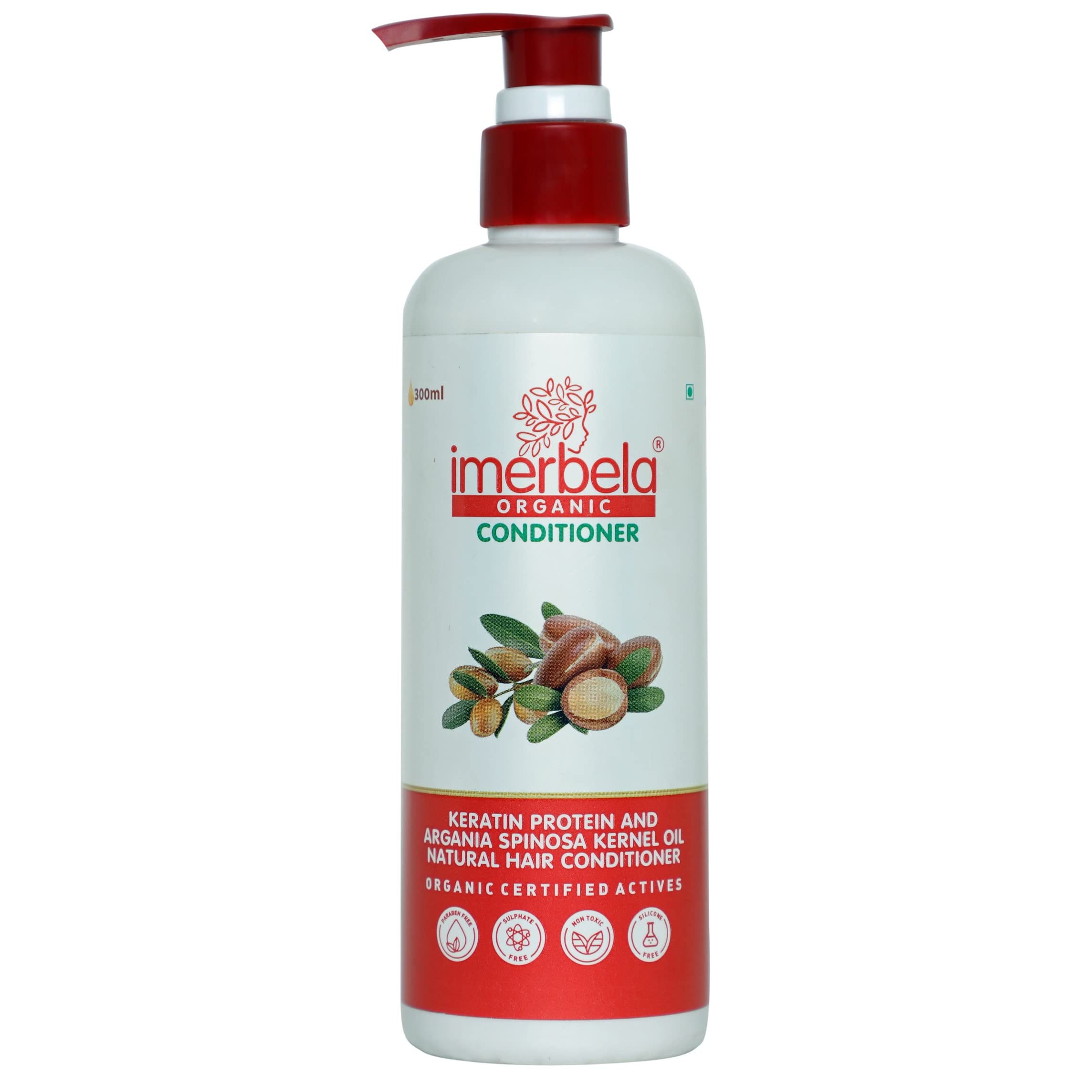 Imerbela Organic Hair Conditioner with Keratin Protein & Argan Oil (300ml) - Deep Hydration & Repair for Dry, Damaged Hair - Salon-Quality Treatment for Smooth, Shiny Locks - Perfect for Daily Use & Post-Color Care
