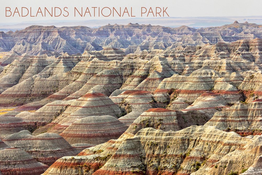 Badlands National Park South Dakota Ridgeline 53397 - 24x36 Signed Art Print Wall Decor Poster - Perfect for Living Room, Office & Home Decoration