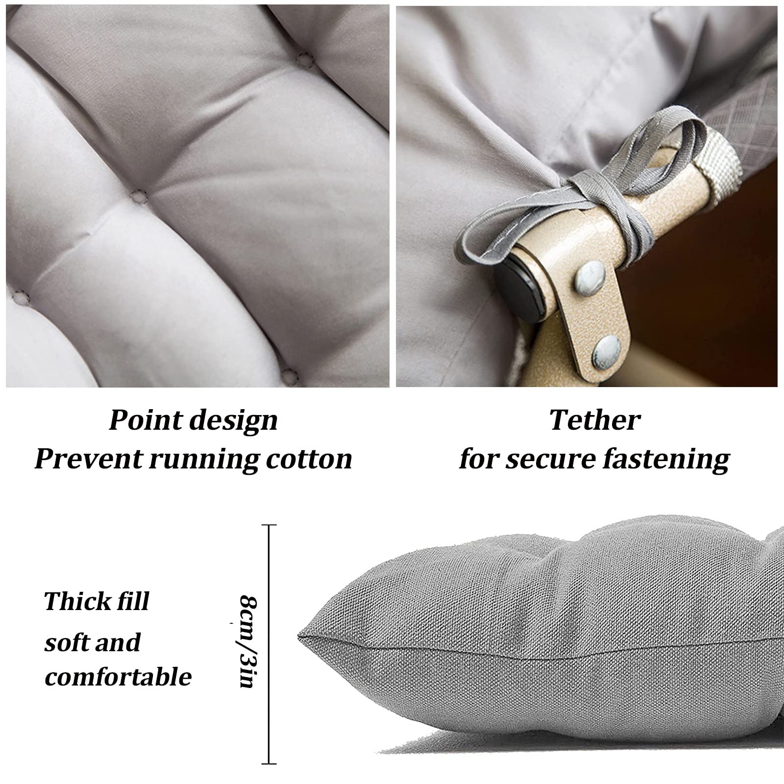 **Outdoor Bench Swing Replacement Cushions - Non-Slip Soft Thick Washable Garden Bench Pads with Ties for Patio, Sofa, Lounger Chairs (2-3 Seater, Black, 120x100x8cm) - Perfect for Backyard, Deck, and Porch Relaxation**