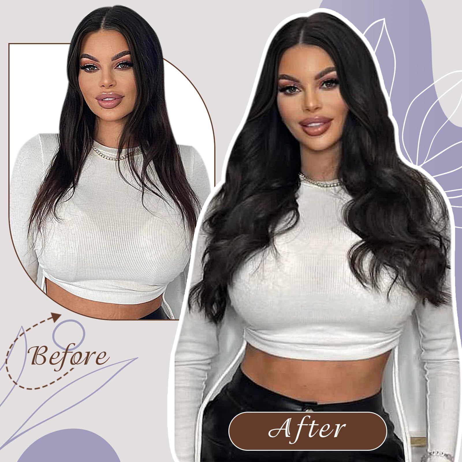 Premium Full Shine Brown Weft Hair Extensions - 100% Real Remy Human Hair Bundles & Dark Brown Clip-Ins for Natural Volume & Length | Perfect for Daily Wear, Parties & Special Occasions