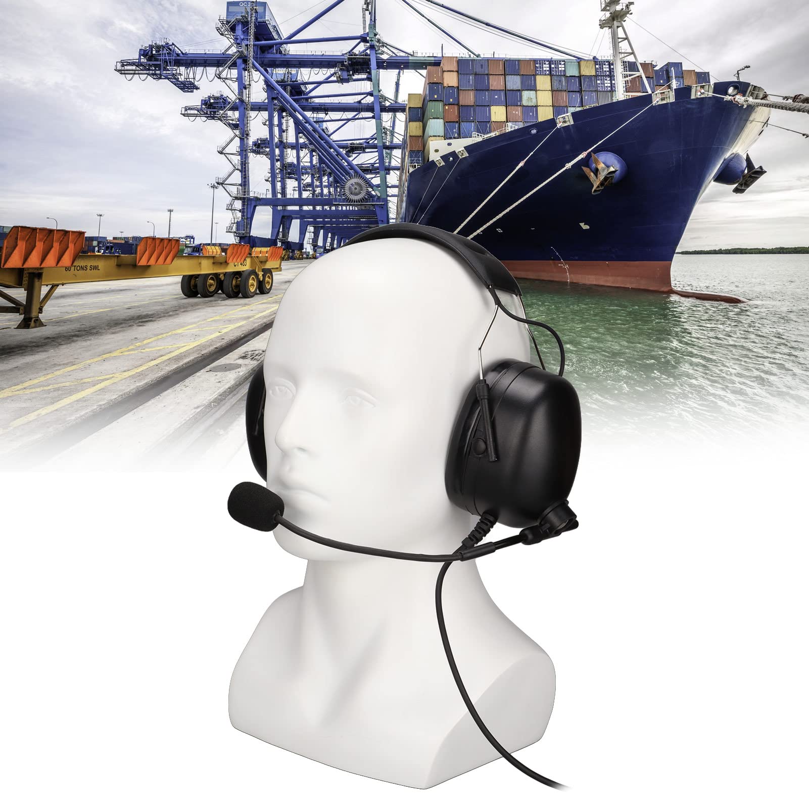 PUSOKEI Noise Cancelling Radio Headset with 7.1mm Plug - Heavy Duty Hearing Protection Headphones for Walkie Talkies (Compatible with TK-3107, UV-5R, BF-888S, KD-C1 K Head Radios) - Perfect for Construction, Security, and Outdoor Communication