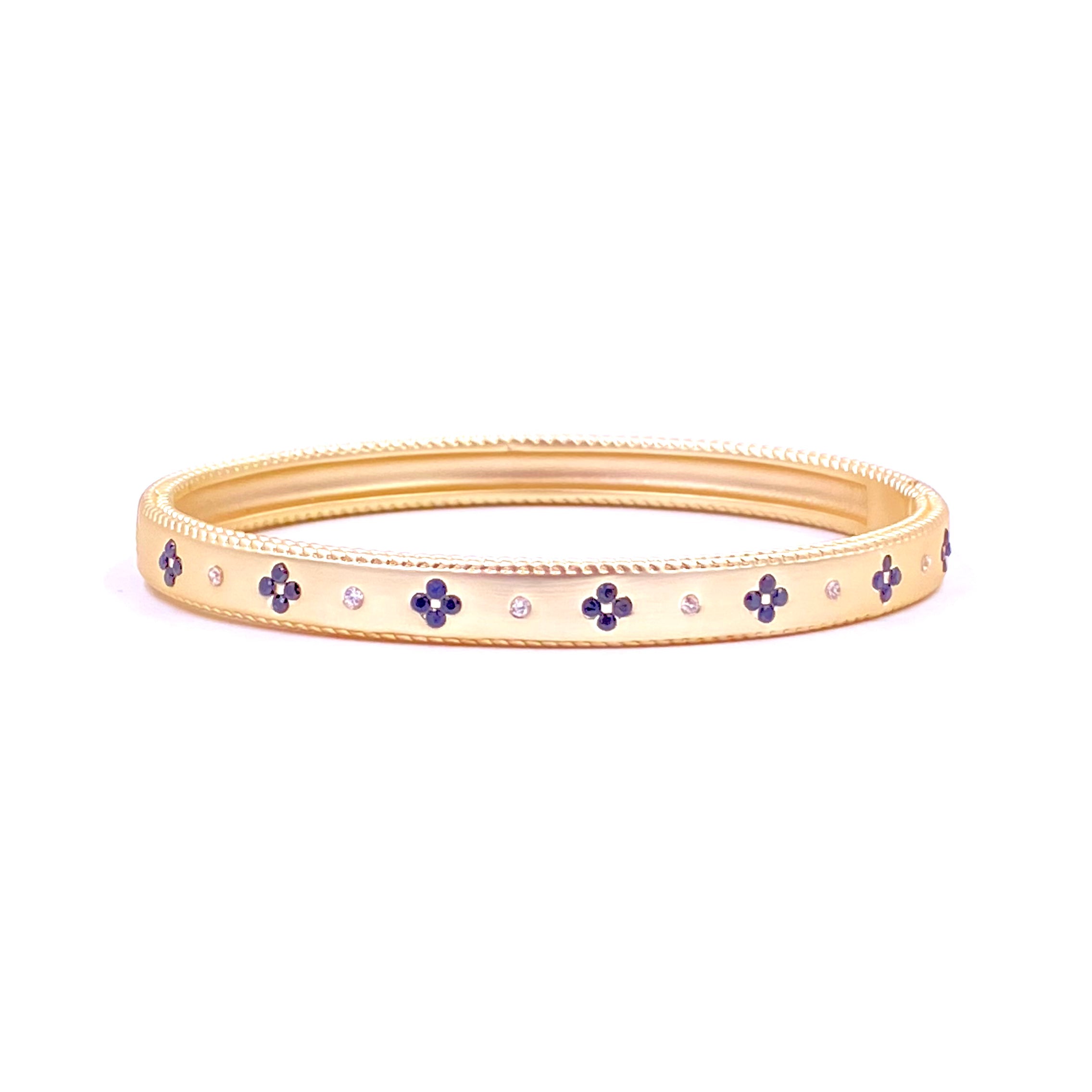 Ashley Gold Stainless Steel Gold Plated CZ Clover Design Bangle Bracelet for Women - Elegant Irish Jewelry Gift for St. Patrick's Day, Birthday & Anniversary