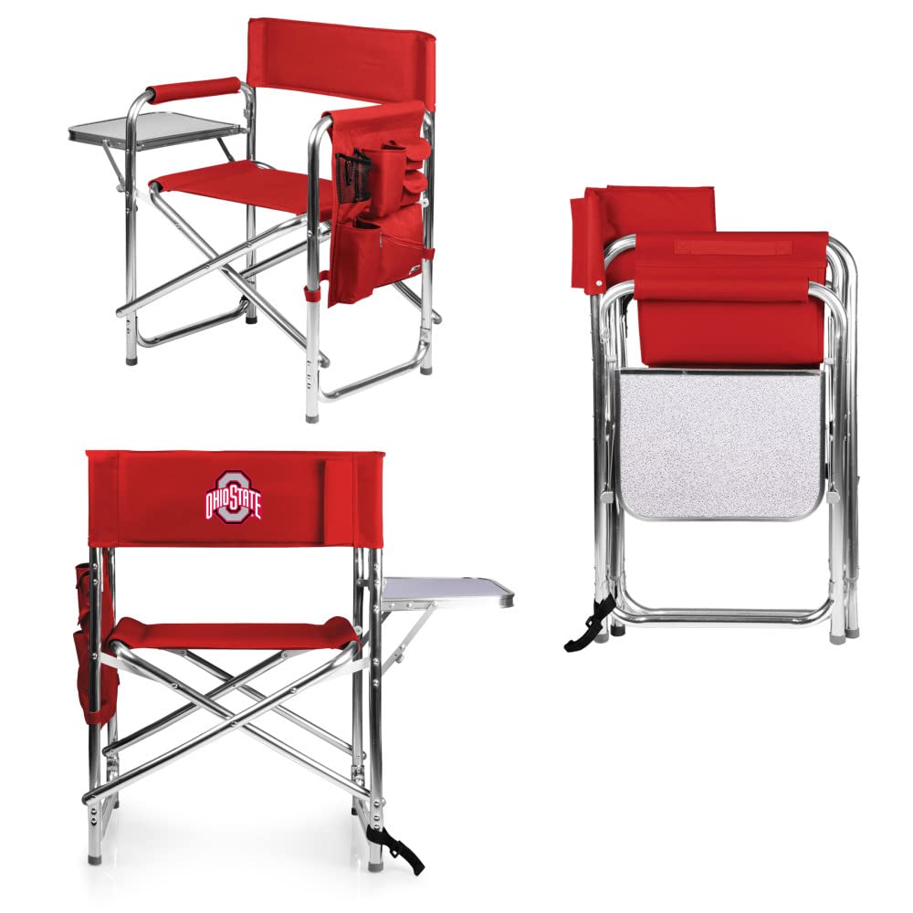 PICNIC TIME NCAA California Bears Folding Sports Chair with Side Table - Portable Beach & Camping Chair for Adults - Perfect for Tailgating, Outdoor Concerts, and Backyard Relaxation