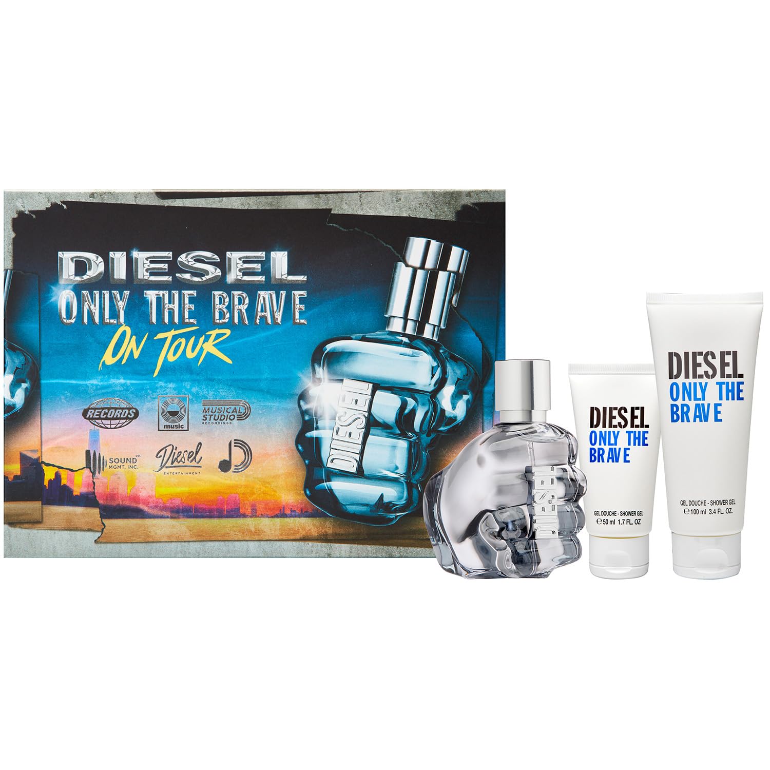 Diesel ONLY THE BRAVE Men's Cologne Gift Set - 4.2 oz Eau de Toilette, 3.4 oz & 1.7 oz Shower Gels - Fresh Woody Fragrance for Men - Perfect for Daily Use, Gifts & Special Occasions