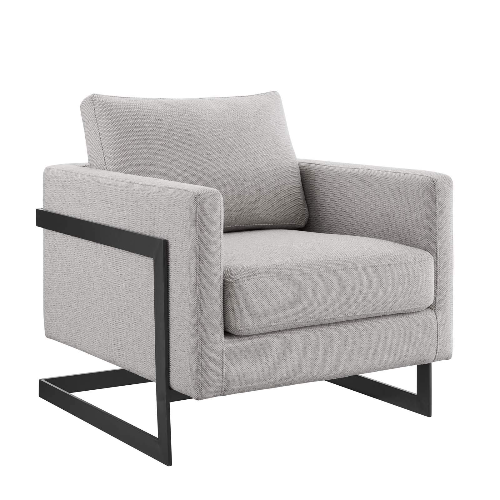 Modway Posse Upholstered Fabric Accent Chair - Black Modern Lounge Chair for Living Room, Bedroom & Office - Comfortable Seating for Home Decor