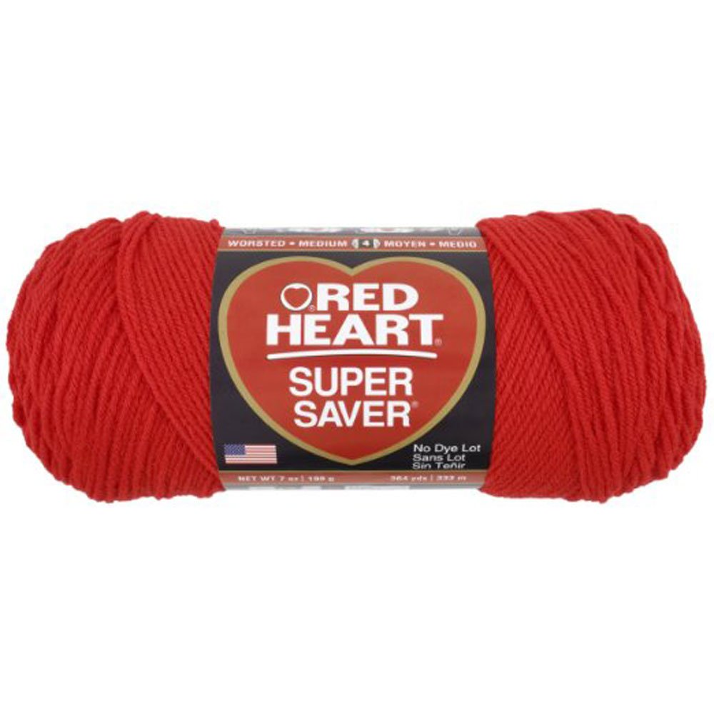 Red Heart Yarn Super Saver 3945 Hot Red 7 oz - Premium Acrylic Knitting & Crochet Yarn for Blankets, Scarves, Hats & DIY Crafts