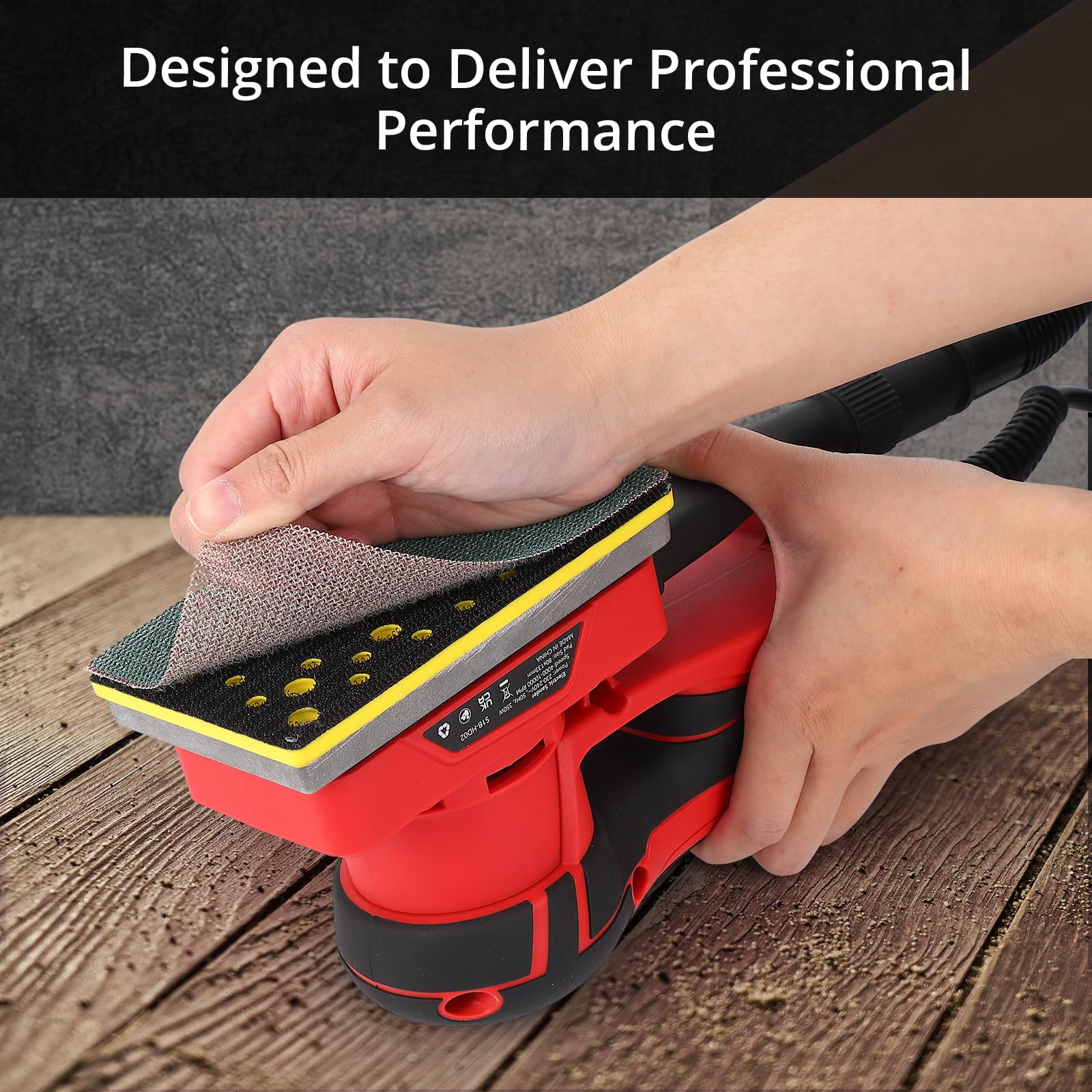 Electric Sheet Sander 260W - Corded Multi-Function Detail Sander with Brushless Motor, 12 Sanding Papers & 10,000 RPM - Perfect for Woodworking, Furniture Refinishing, and DIY Home Projects