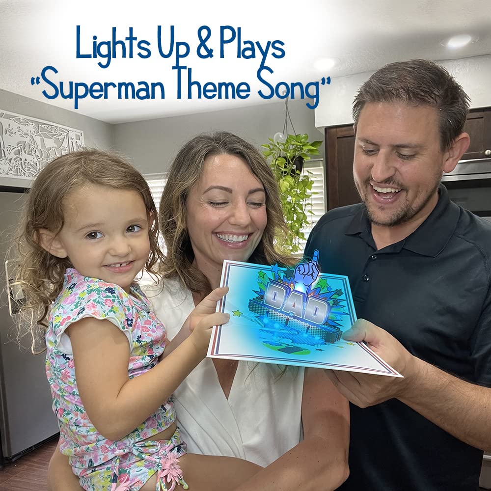 Best Dad Ever Pop Up Father's Day Card with Lights & Music - Unique Gift for Dad, Husband, Son from Daughter - #1 Dad Father's Day Greeting Card - Perfect for Office, Home Decor & Special Occasions