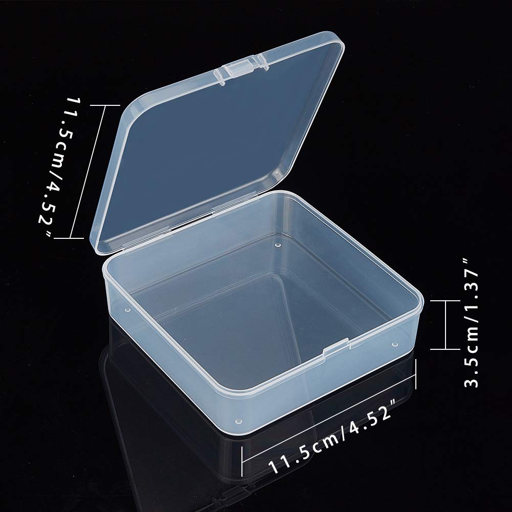 BENECREAT 8 Pack Clear Plastic Storage Boxes with Lids - 4.5x4.5x1.4 Inch Square Organizer Containers for Beads, Coins, Jewelry Findings, Watch Parts & Craft Supplies - Perfect for DIY Projects, Home Organization & Small Item Storage