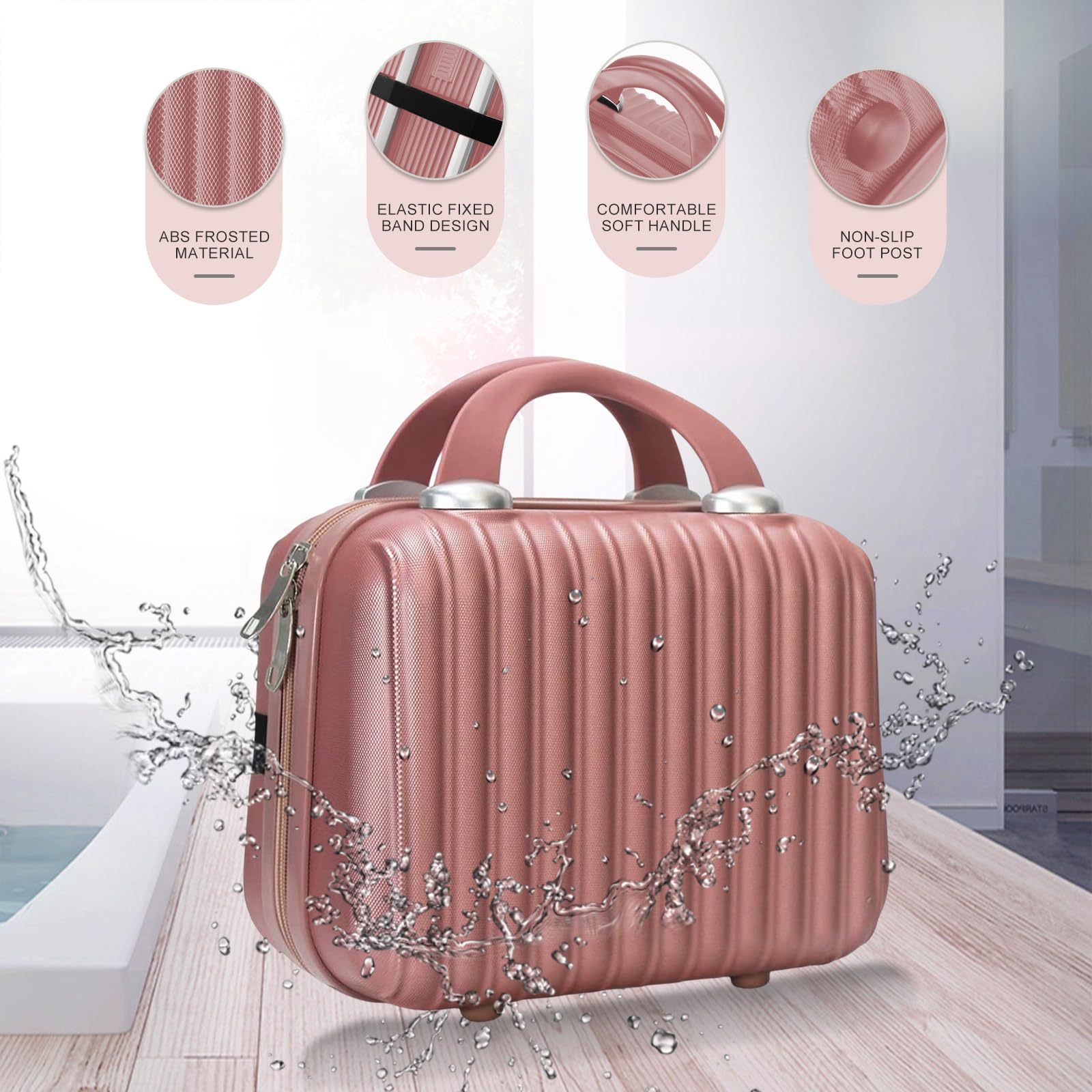 11 Inch Hard Shell Makeup Travel Case - Portable Cosmetic Train Case Bag with Elastic Straps & Mirror, Mini Suitcase Organizer for Women | Perfect for Air Travel, Bridal Makeup, Salon Professionals & Toiletry Gifts