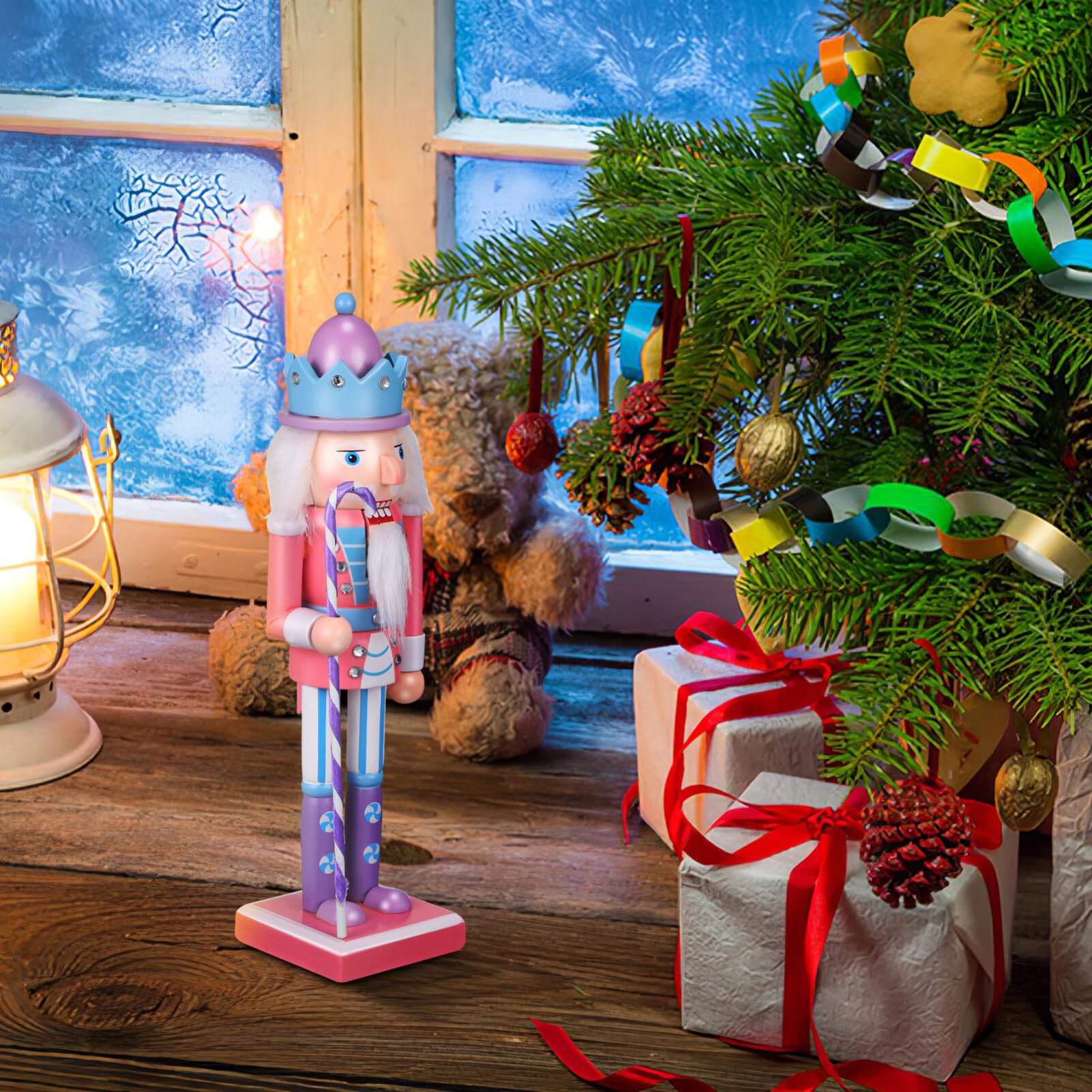 Festive Christmas Nutcracker Ornaments - Candy Cane & Peppermint Staff Soldier Figurine for Holiday Tree Decorations, Xmas Party Centerpiece, and Winter Home Décor