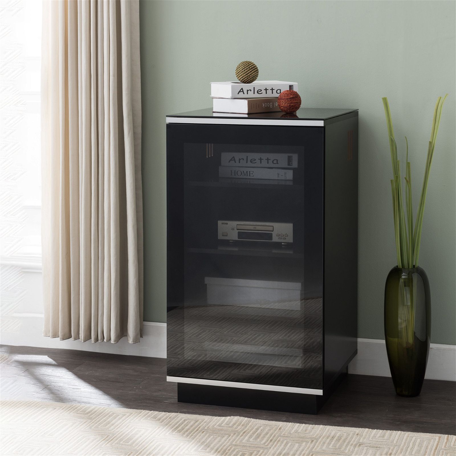 Tauris™ TITAN HiFi Vinyl Black Entertainment Center - Premium Audio Rack for Record Player & Stereo Equipment - Perfect for Home Theater & Music Listening Rooms