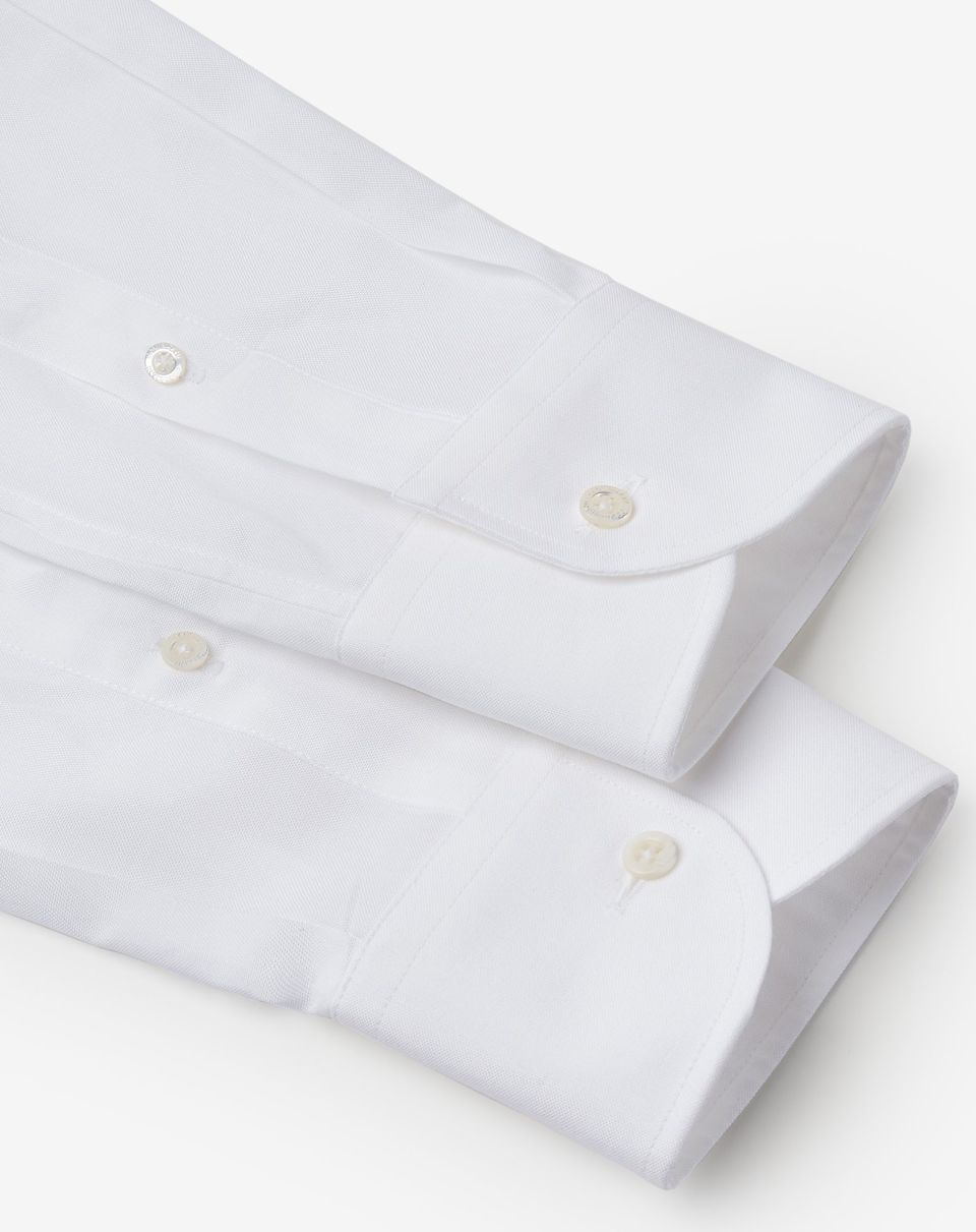 Corneliani Men's White Oxford Cotton Dress Shirt - Classic Fit for Business, Office & Formal Occasions