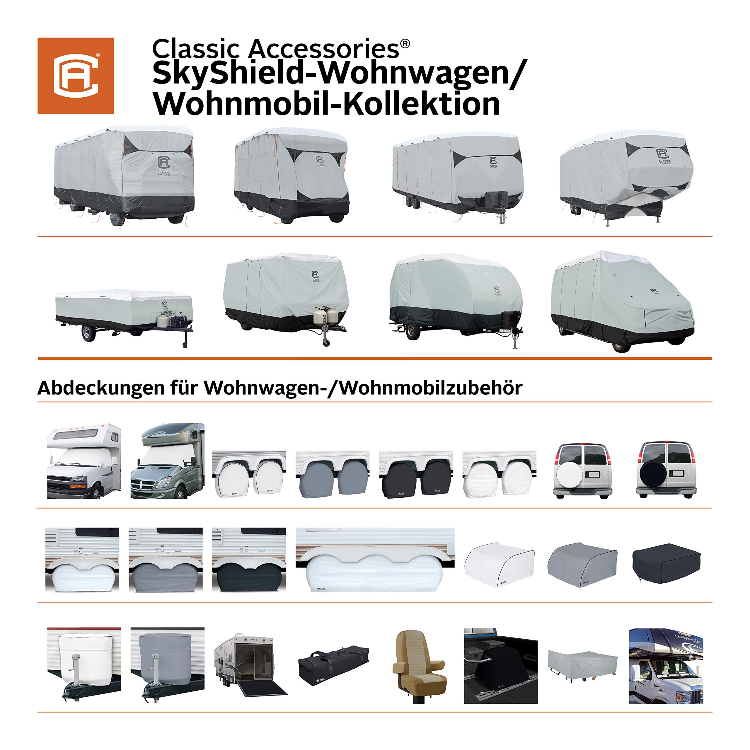 Classic SkyShield RV Cover 650-700cm - Black/Grey/White for Caravan Protection