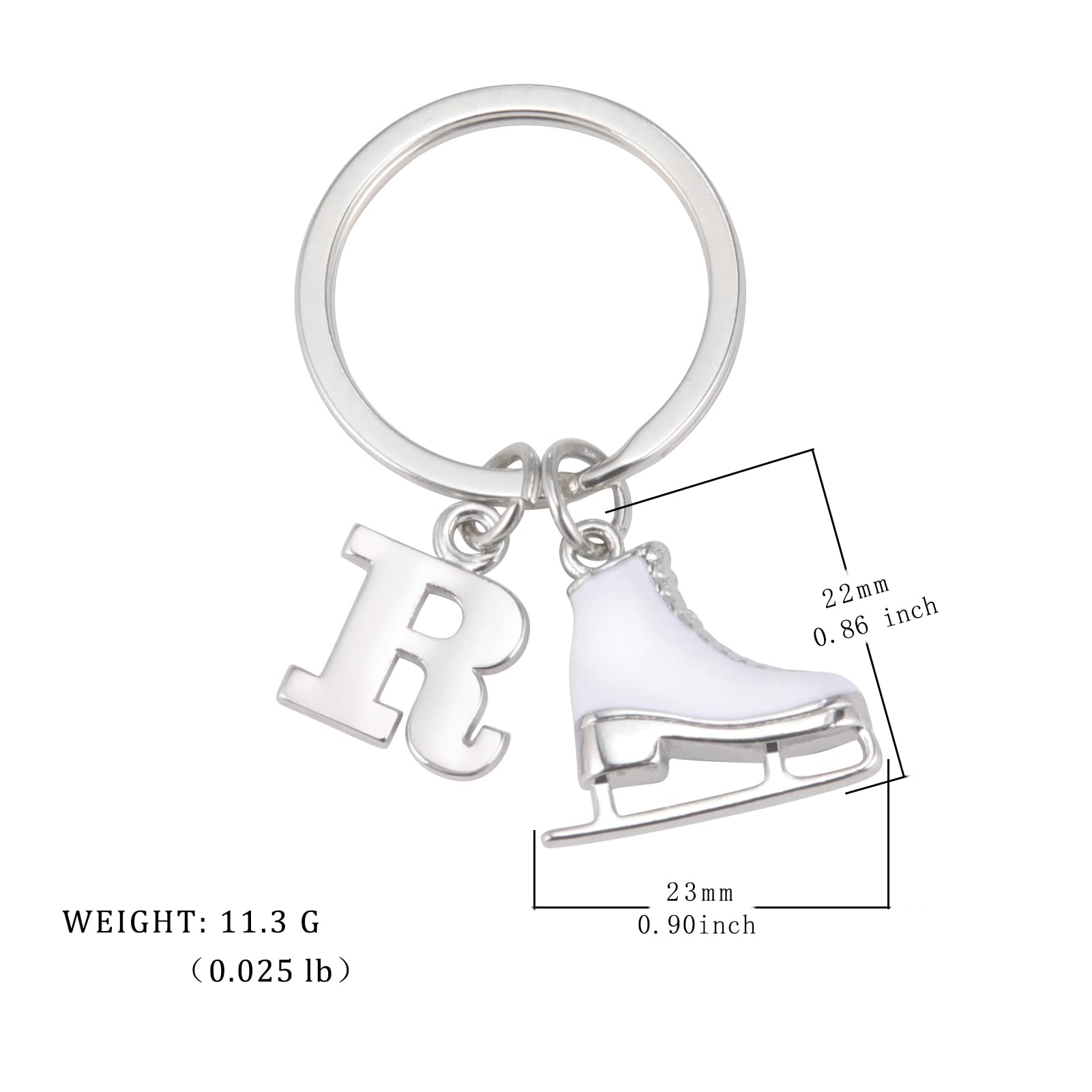 LIKGREAT Ice Skate Keychain - Personalized Figure Skating Keyring with Initial Charm - Handbag & Backpack Decoration for Skaters & Winter Sports Fans