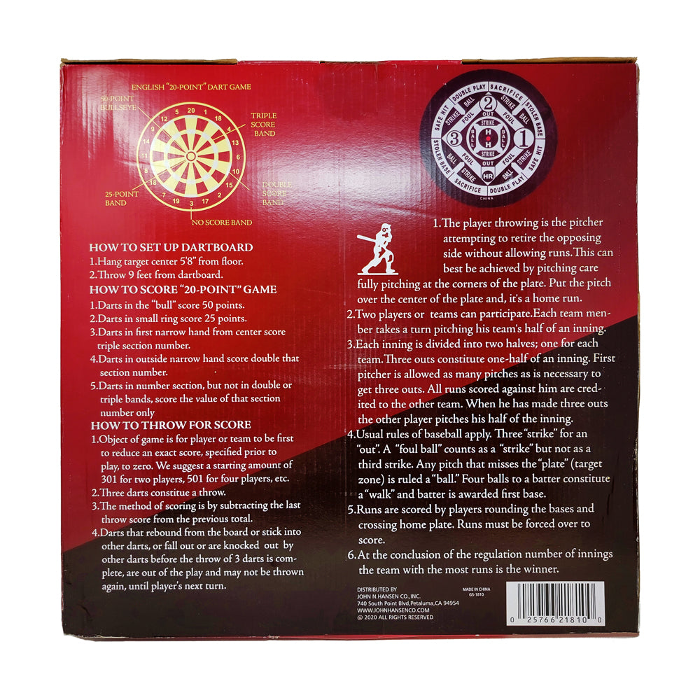 Dual Sided Dart & Baseball Game Set - Classic Family Game Collection for Indoor/Outdoor Fun - Perfect for Parties, Backyard BBQs & Game Nights