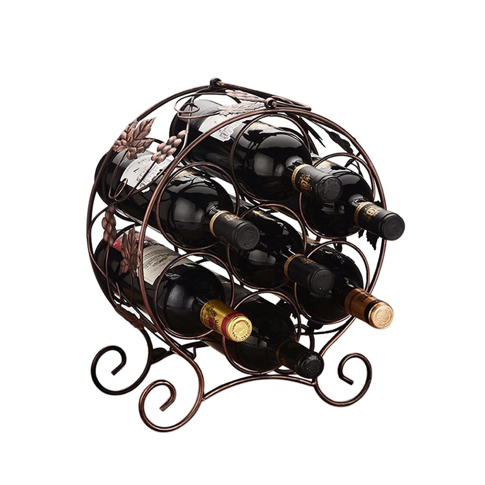 FXJ Creative Iron Wine Rack - Modern Wine Storage Shelf for Kitchen, Pantry & Countertop - Rustic Desktop Wine Holder for Home Decor - Perfect for Dining Room, Bar & Gift Giving