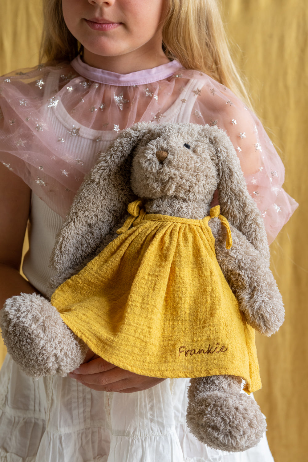 Personalized Mustard Yellow Dress - Custom Name Embroidery - Perfect for Weddings, Parties & Special Occasions