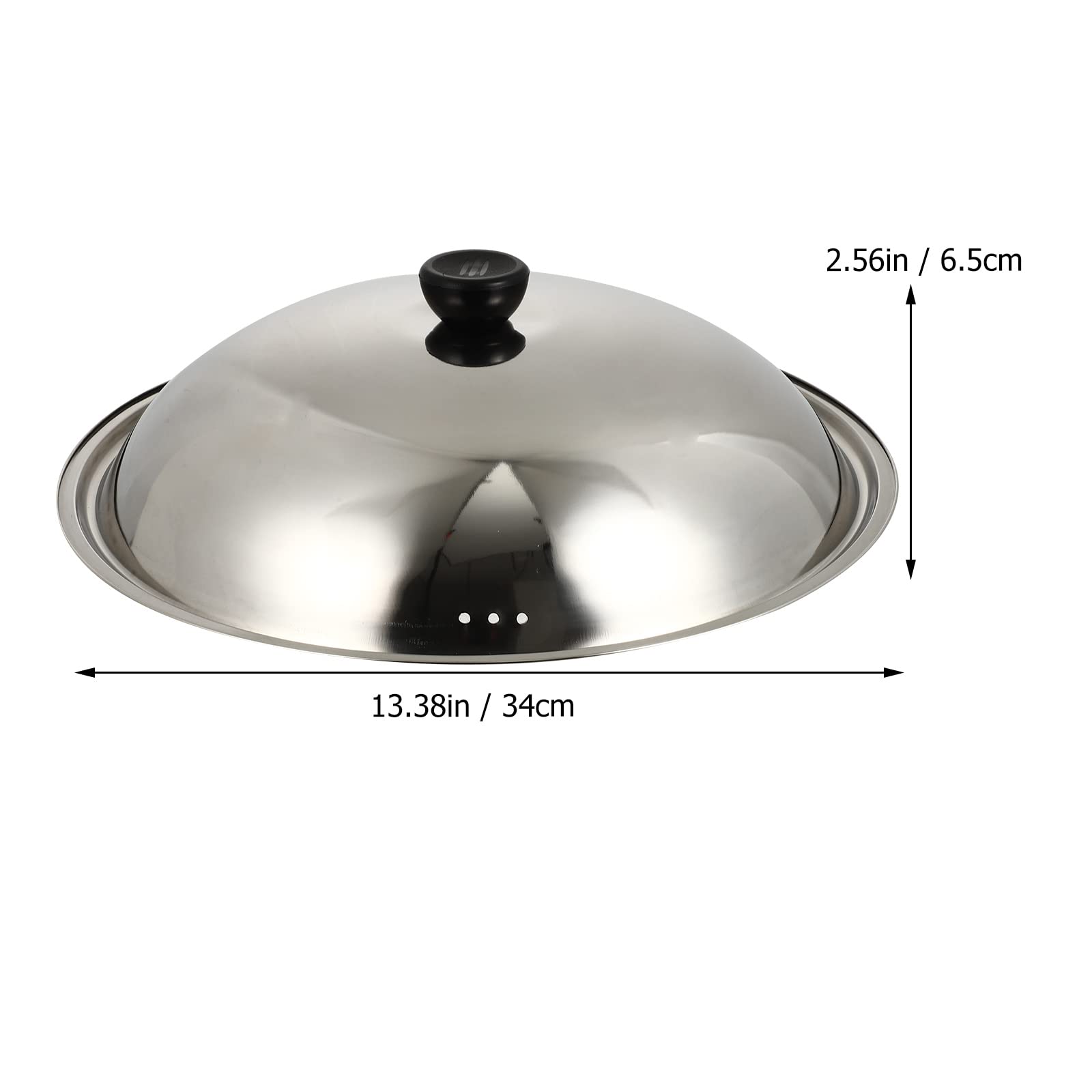 Stainless Steel Wok Lid with Round Knob - 13.7 Inch Replacement Pot Cover for Cooking Pans & Skillets | Durable Cookware Accessory for Stir-Fry, Steaming & Simmering