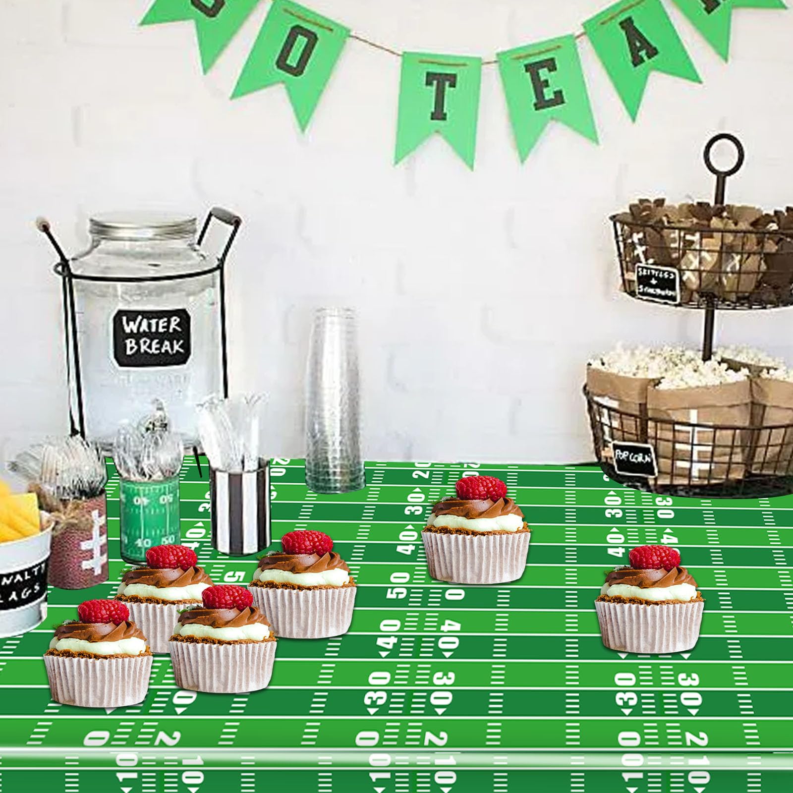 4 Pack Football Party Tablecloths - Disposable Plastic Football Table Cover (87x51 Inches) for Game Day, Tailgate, Birthday Party Decorations & Sports Themed Events - Perfect for Super Bowl, NFL Parties & Football Fan Gatherings
