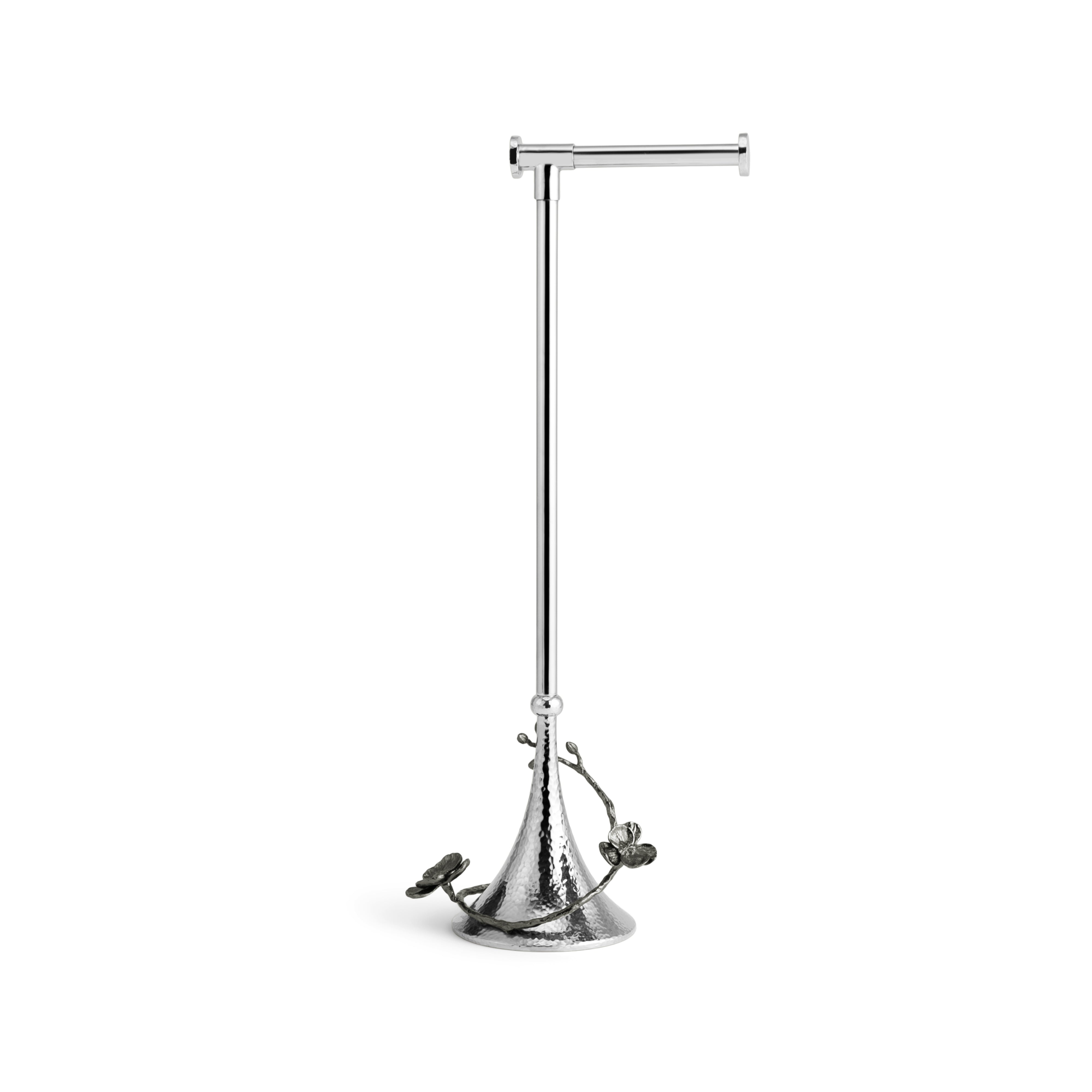 Black Orchid Toilet Paper Holder - Elegant Bathroom Tissue Roll Stand with Metal Base - Perfect for Modern Bathroom, Guest Room, and Powder Room Decor