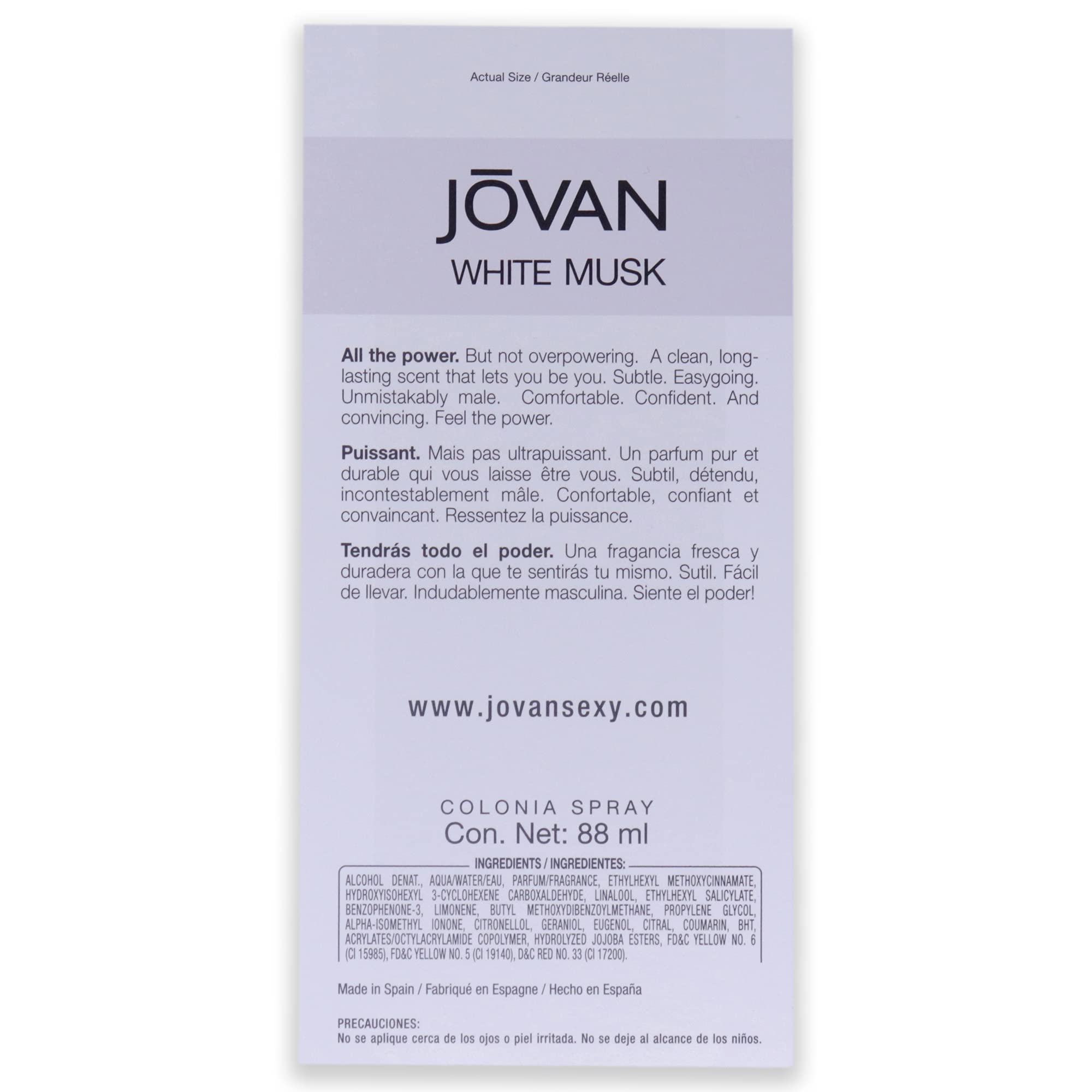 Jovan White Musk Cologne for Men - 3 oz Eau De Cologne Spray | Fresh & Masculine Fragrance | Perfect for Daily Wear, Office & Date Nights