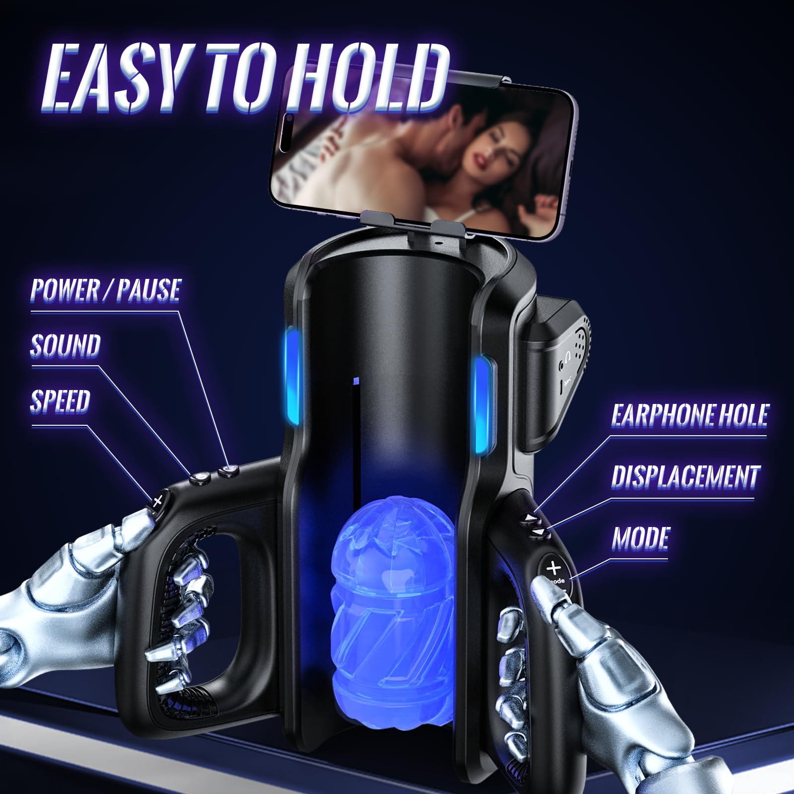 Automatic Male Masturbator - Hands-Free Electric Sex Toy for Men with 12 Thrusts/Sec, Phone Holder & 2 Soft Silicone Sleeves | Perfect for Solo Play, Couples Fun & Discreet Pleasure at Home