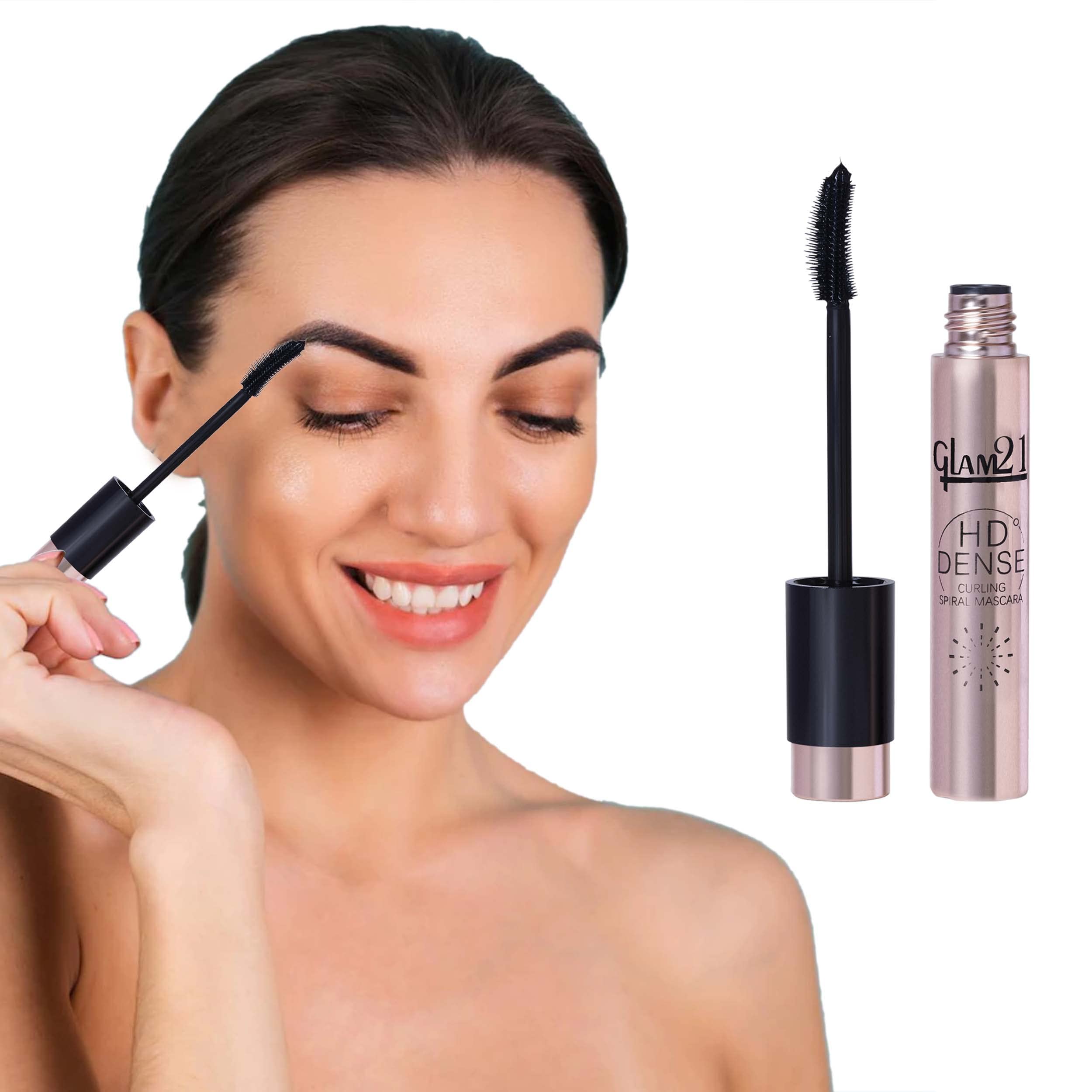 Glam 21 HD Dense Mascara with Petite Brush - Thermal Sensitive Technology, Smudge Proof & Waterproof - Voluminous Eyelashes for 16 Hours Long Wear (Black) | Perfect for Everyday Makeup, Date Nights & Special Occasions