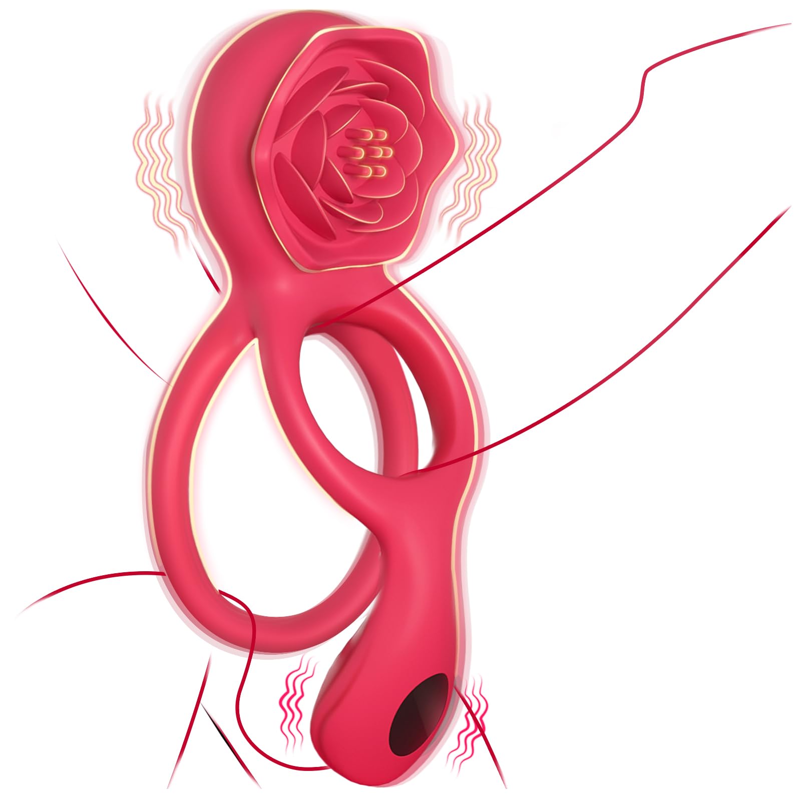 Healexcer 9-Speed Vibrating Cock Ring with Rose Clitoral Stimulator & Testicle Massager - Rechargeable Penis Ring for Couples, Men & Women - Enhance Intimacy & Erection - Perfect for Romantic Nights & Spicing Up Your Sex Life