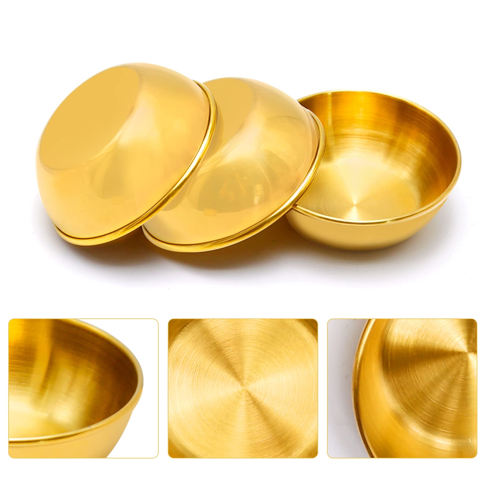 8-Piece Stainless Steel Sauce Dishes Set - Gold Round Seasoning Bowls for Sushi, Dipping, Appetizers (3.2 Inch) - Perfect for Asian Cuisine, Party Plating & Home Kitchen Use
