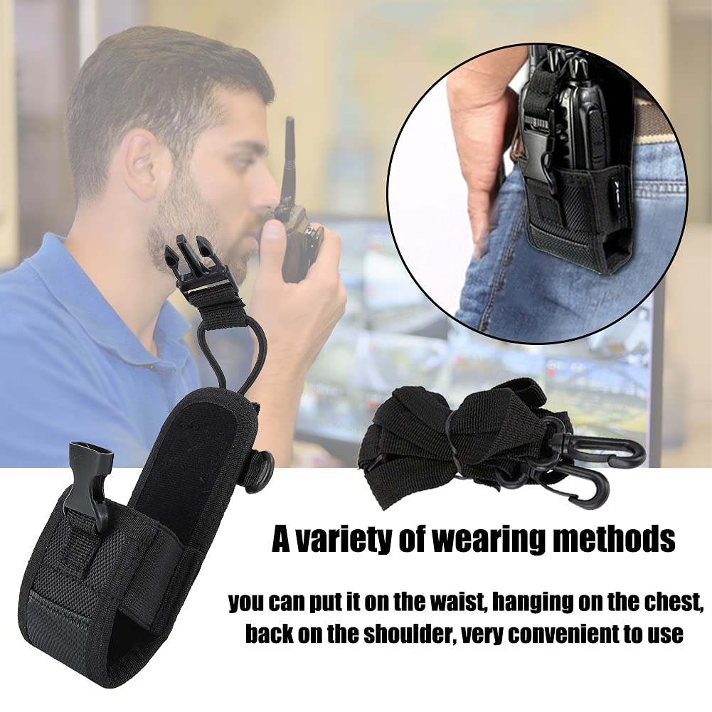 2 Pack Universal Walkie Talkie Holder with Adjustable Shoulder Strap - Durable Nylon Two-Way Radio Protective Case for Outdoor, Hiking, Construction & Emergency Use