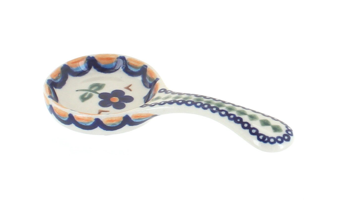 Handmade Blue Rose Polish Pottery Aztec Flower Candle Holder - Vintage Home Decor for Dining Table, Wedding Centerpiece & Boho Room Decor