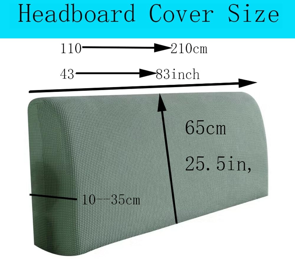 Stretch Headboard Slipcover - Queen Size (1.5m/43-67in) Navy Blue Jacquard Fabric Dustproof Protector for Upholstered Bed Headboards | Perfect for Bedroom Decor, Home Styling & Dust Protection