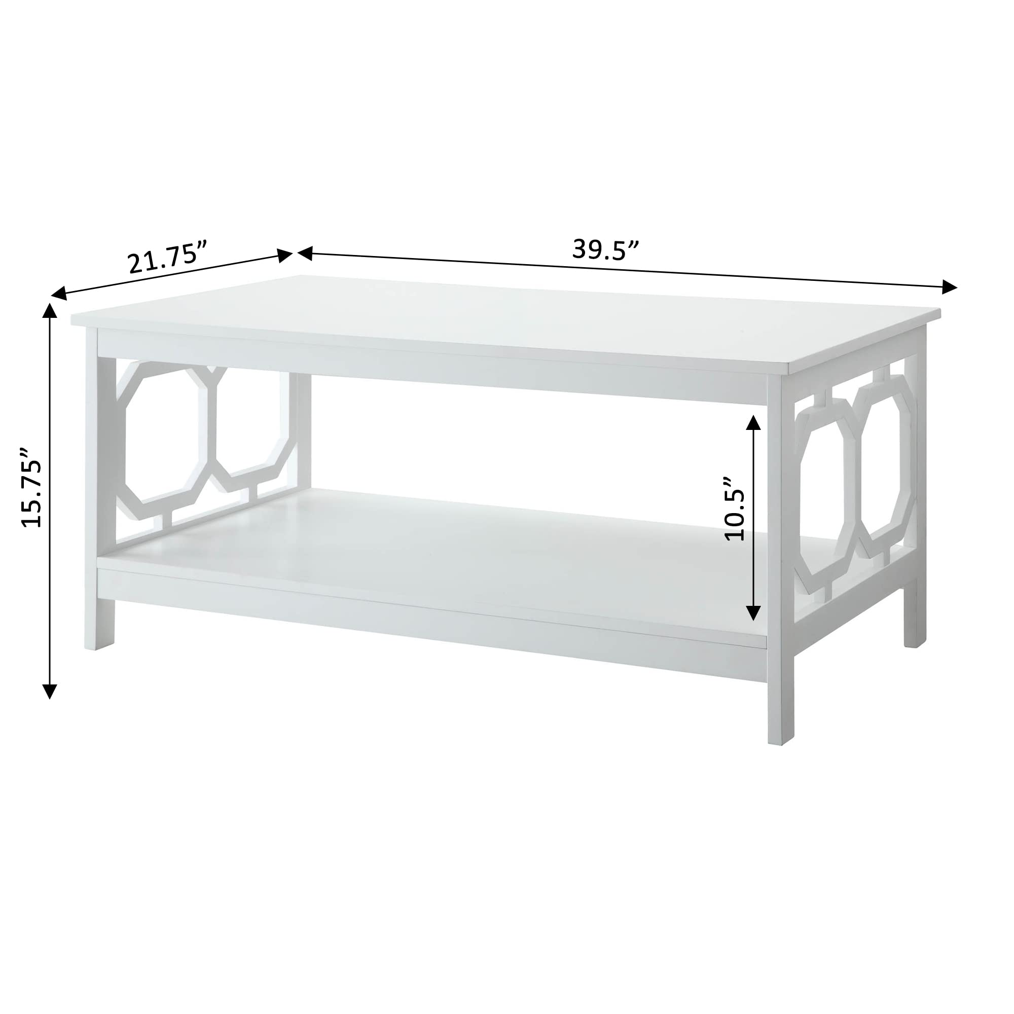 Convenience Concepts Omega Coffee Table in White - Modern Living Room Center Table for Home Decor & Entertainment