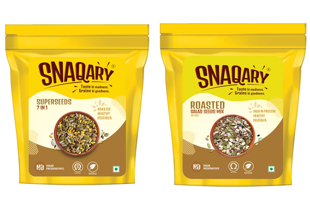 Snaqary Antioxidant Super Seeds (240g) | Healthy Roasted Snack Mix | High Protein & Fiber | Vegan & Plant-Based | Immunity Booster & Weight Loss Support | Perfect for Salads, Yogurt Toppings & Healthy Snacking | Pack of 1 (120g per Packet)