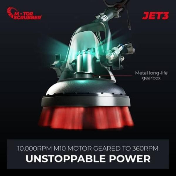 MotorScrubber Jet3 Cordless Long Handle Floor Scrubber - Powerful Electric Spin Scrubber for Tile, Grout, Bathroom & Kitchen Cleaning - Perfect for Hard Floors, Showers, and Pet Areas
