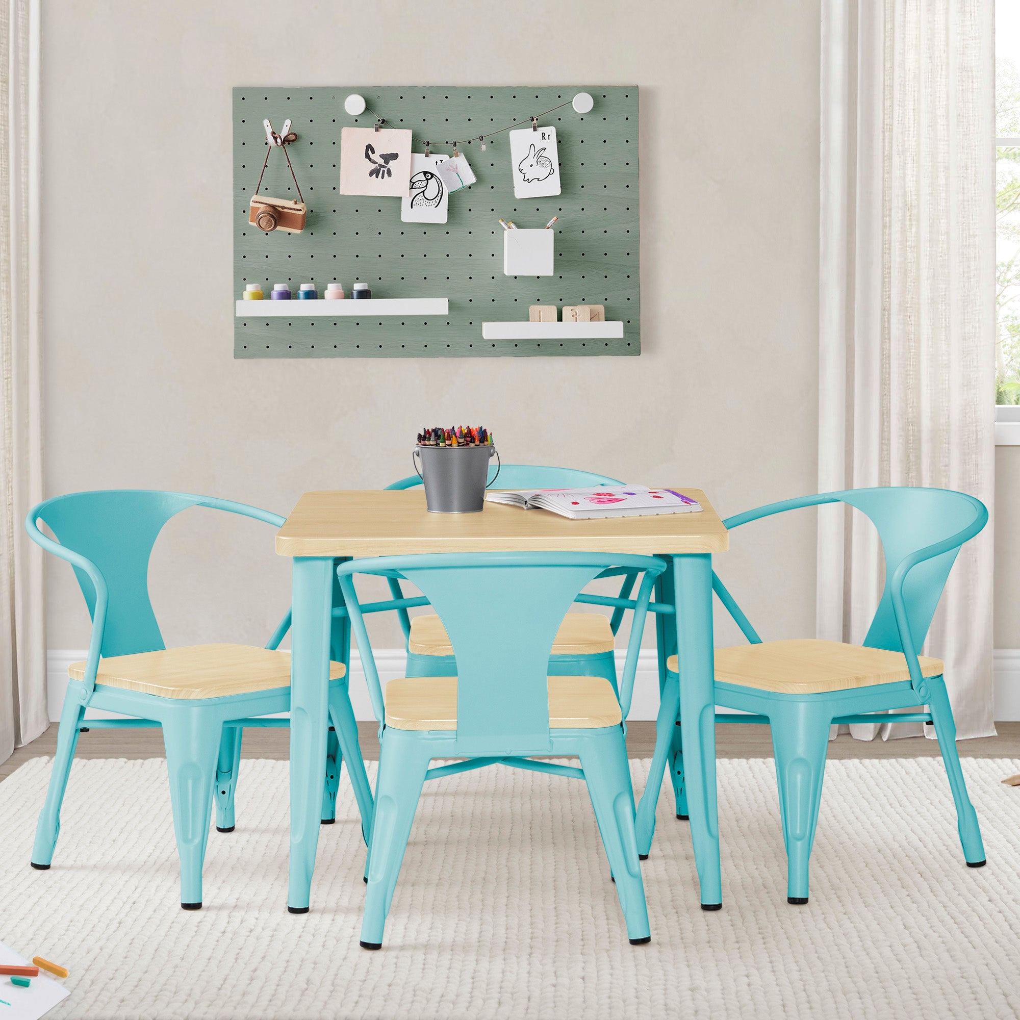 Modern Bistro Table and 4 Chairs Set - Outdoor/Indoor Patio Dining Furniture for Garden, Balcony, and Small Spaces
