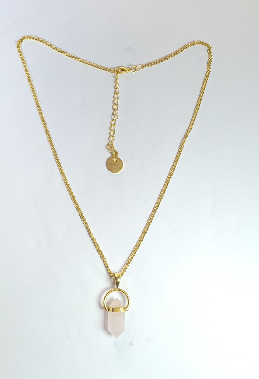 Healing Gemstone Pendulum Necklace for Yoga & Meditation - Gold Chakra Balancing Crystal Jewelry for Spiritual Wellness & Energy Cleansing