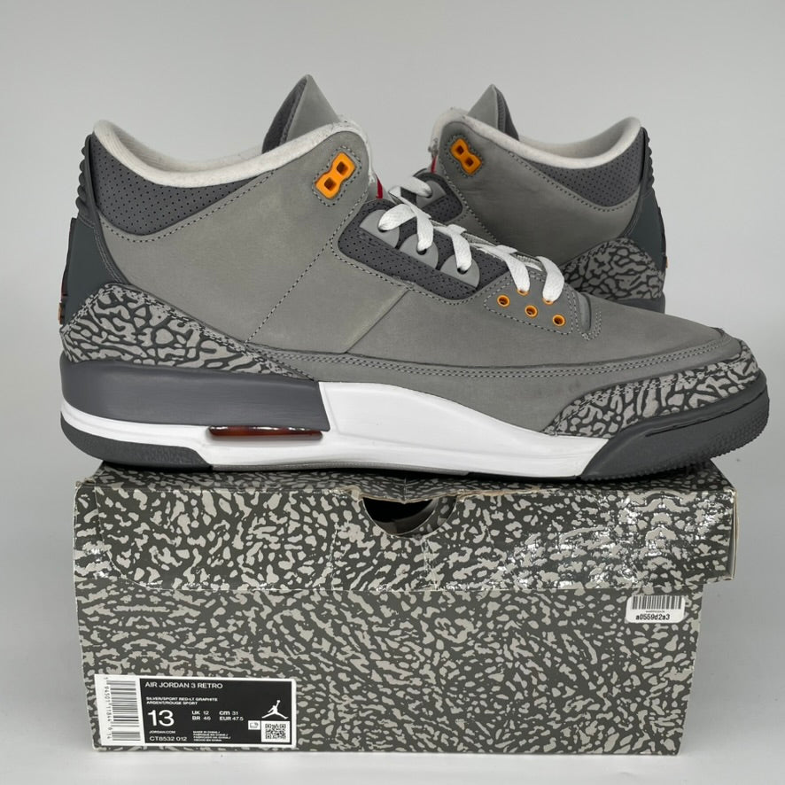 AIR JORDAN 3 RETRO COOL GREY MEN'S BASKETBALL SHOES SIZE 13 (CT8532-012) - Perfect for Streetwear, Sneaker Collecting & Casual Wear
