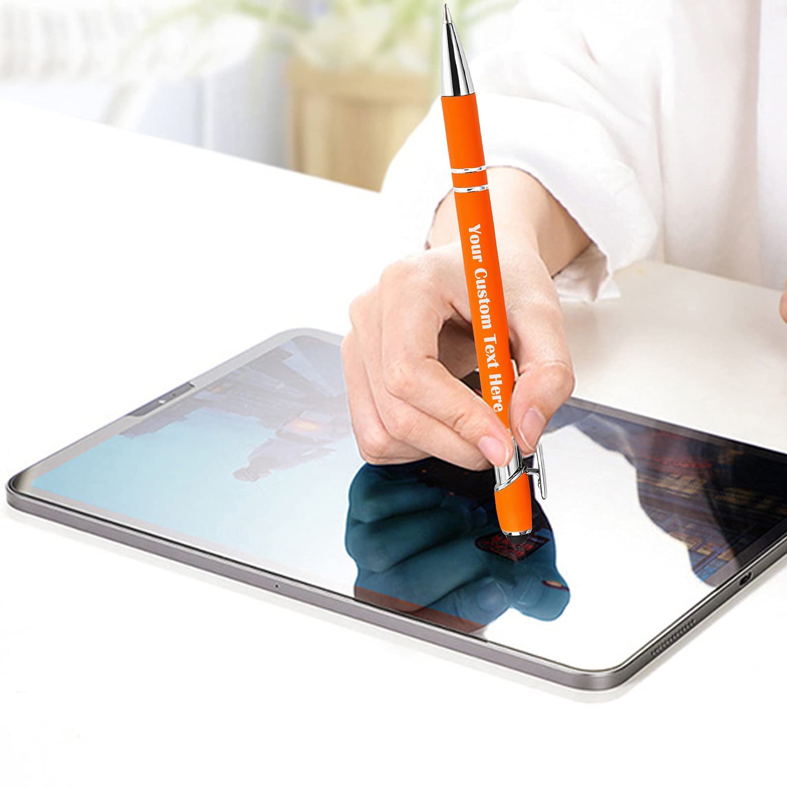 200 Pcs Personalized Custom Pens Bulk - Free Engraving with Name/Message - Custom Ballpoint Pens & Stylus for Business, Office, Graduation - Unique Gifts for Men & Women - Christmas, Birthday Presents (Orange) - Perfect for Corporate Events, Promotions & Party Favors