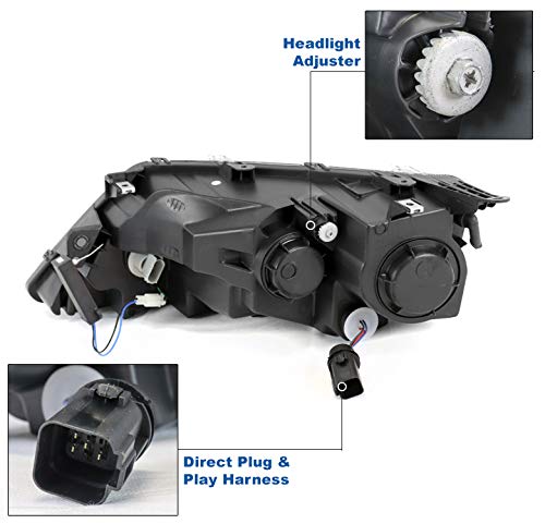LED Sequential Signal Projector Headlights - Black - Compatible with 2010-2012 Ford Fusion - Upgrade Your Car's Style & Visibility for Night Driving & Custom Look