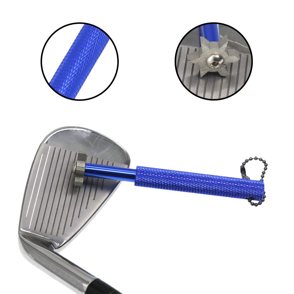 Premium Golf Groove Sharpener Tool with 6 Replaceable Cutters - Perfect for Iron Sets & Wedge Clubs - Improve Spin & Control on the Course