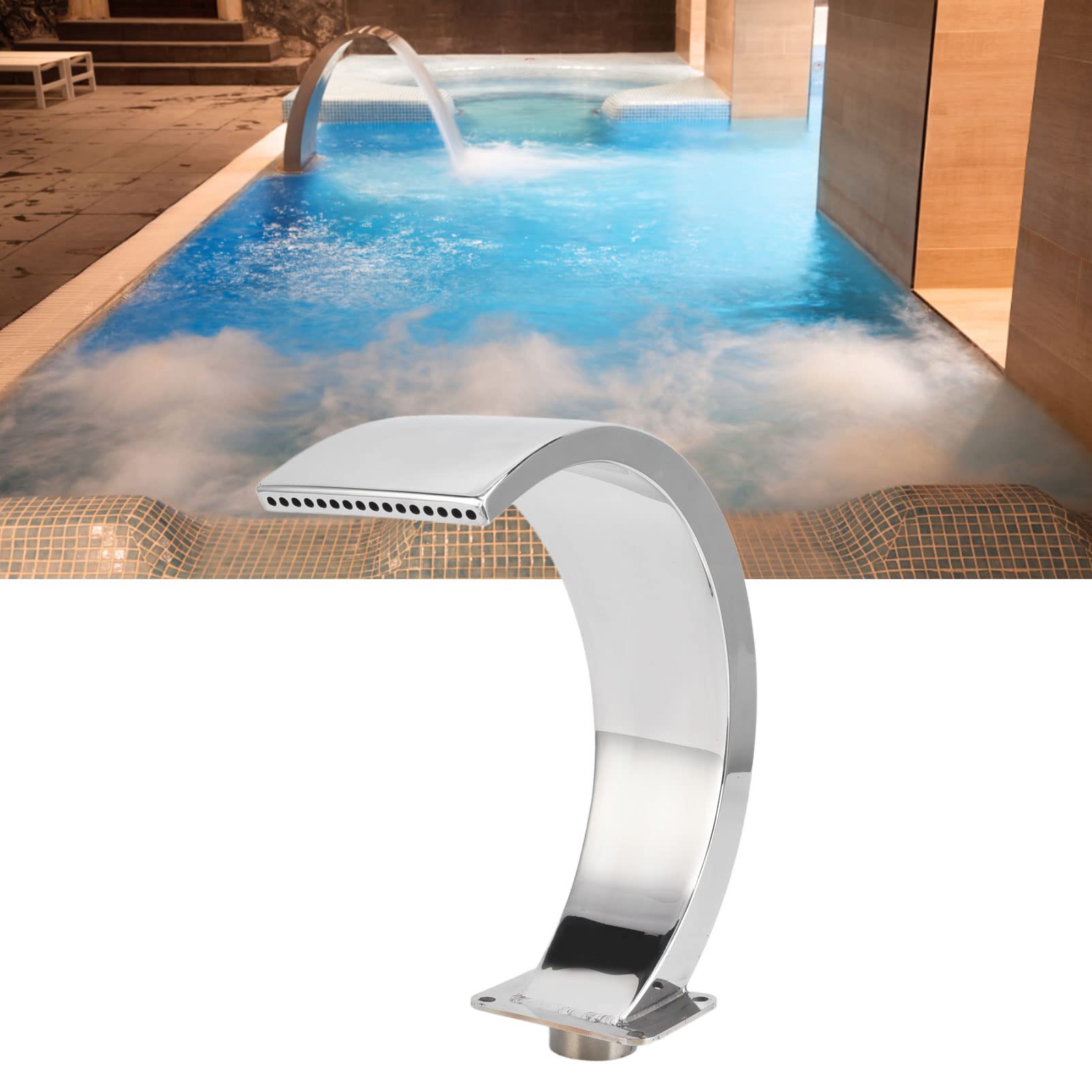 Stainless Steel Waterfall Pool Fountain - Outdoor Garden & Swimming Pool Water Feature with G1 Female Thread, 10.4