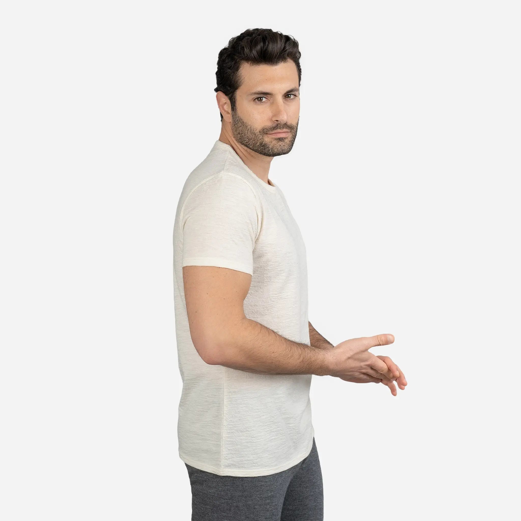Ultralight Men's Alpaca Wool T-Shirt - 160 GSM Soft Crew Neck Tee for Outdoor Activities & Travel