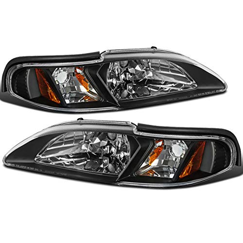 CARPARTSINNOVATE 2-in-1 Black & Clear Headlights with Signal Corner Lamps for 1994-1998 Vehicles | Durable Replacement Headlight Assembly for Improved Night Visibility & Style Upgrade