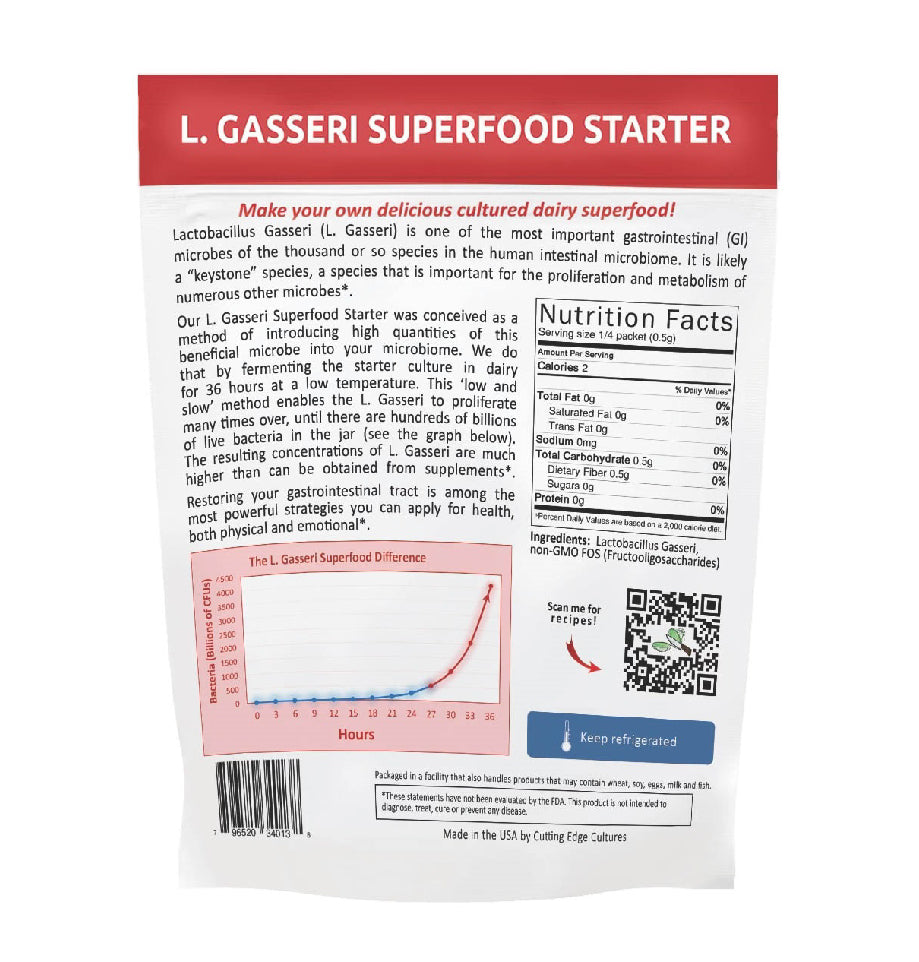 L. Gasseri Probiotic Superfood Starter Culture for Gut Health - Perfect for Yogurt, Kefir & Fermented Foods at Home