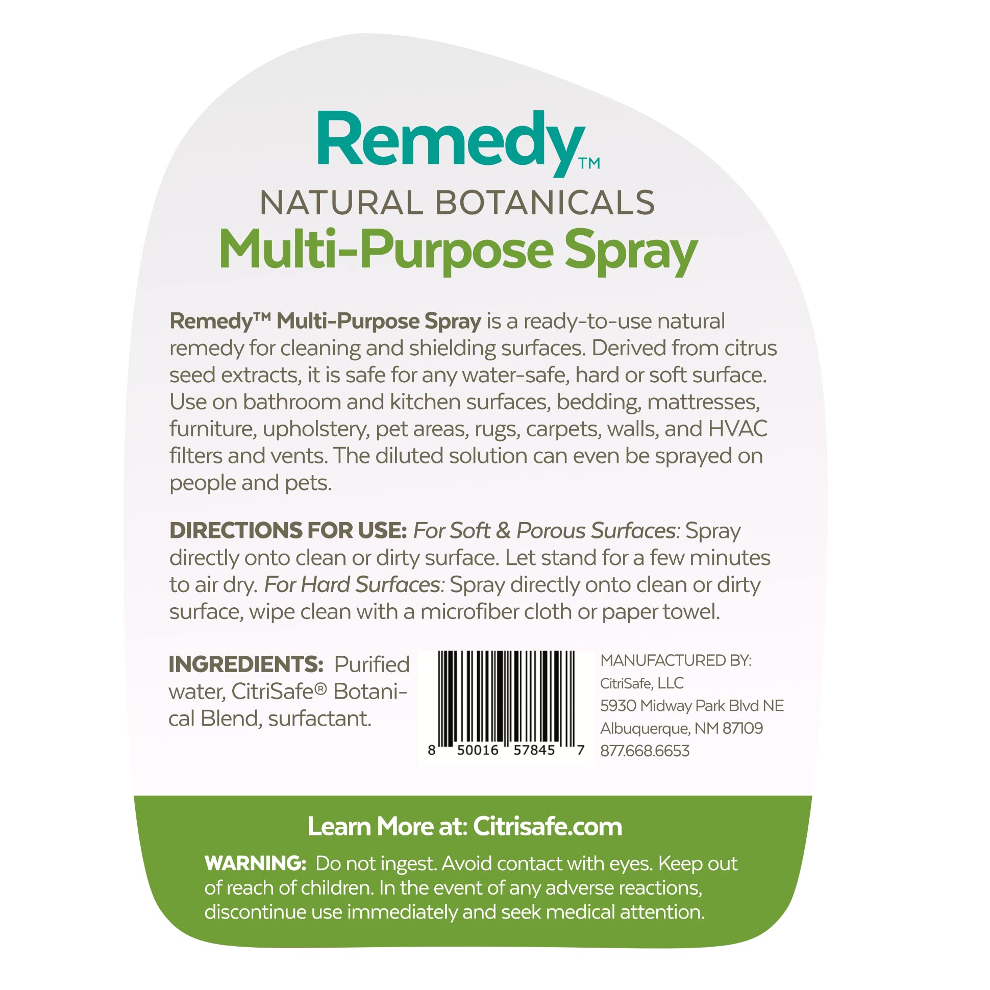 Remedy Multi-Purpose Treatment Spray | All-Purpose Cleaner for Kitchen, Bathroom & Home | Disinfectant & Stain Remover | Perfect for Countertops, Appliances, Tiles & More