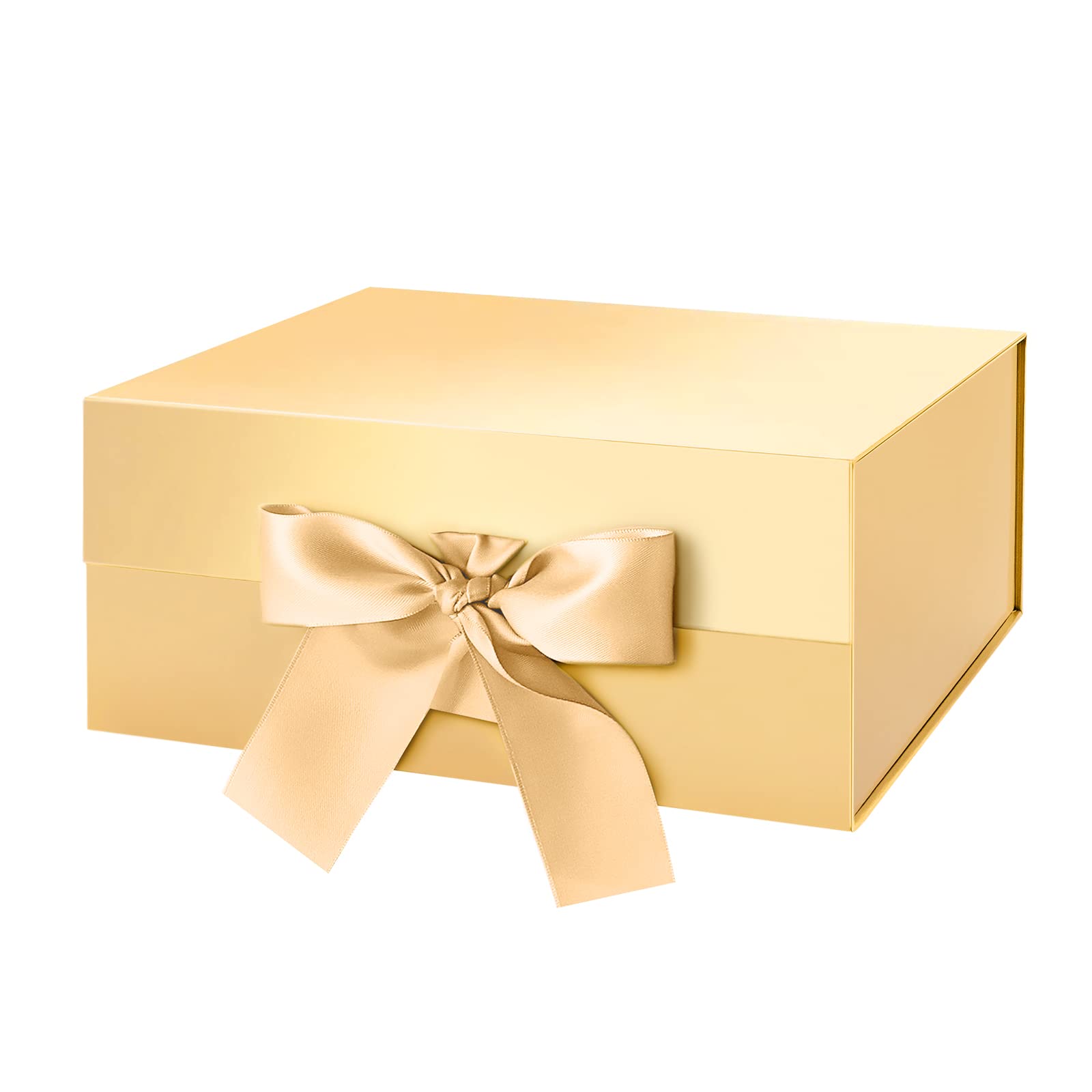 Happy Potato Gift Box with Ribbon - 9x6.5x3.8 Inches Gold Magnetic Gift Box with Lid - Bridesmaid Proposal Box, Wedding Party Favors, Jewelry & Keepsake Storage - Glossy Finish for Special Occasions