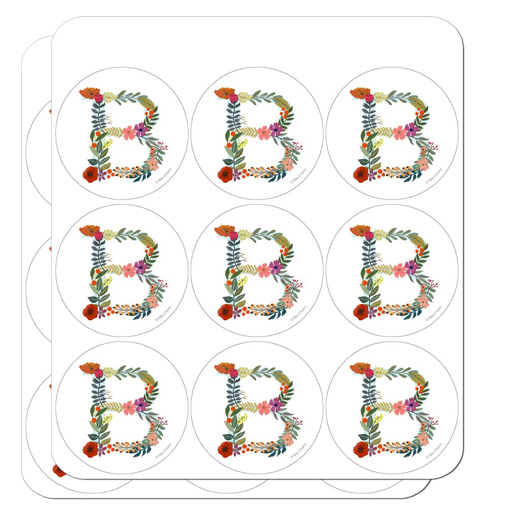 Floral Monogram Letter B Stickers for Planners, Calendars, Scrapbooking & DIY Crafts - Perfect for Bullet Journals, Scrapbook Pages, and Handmade Greeting Cards