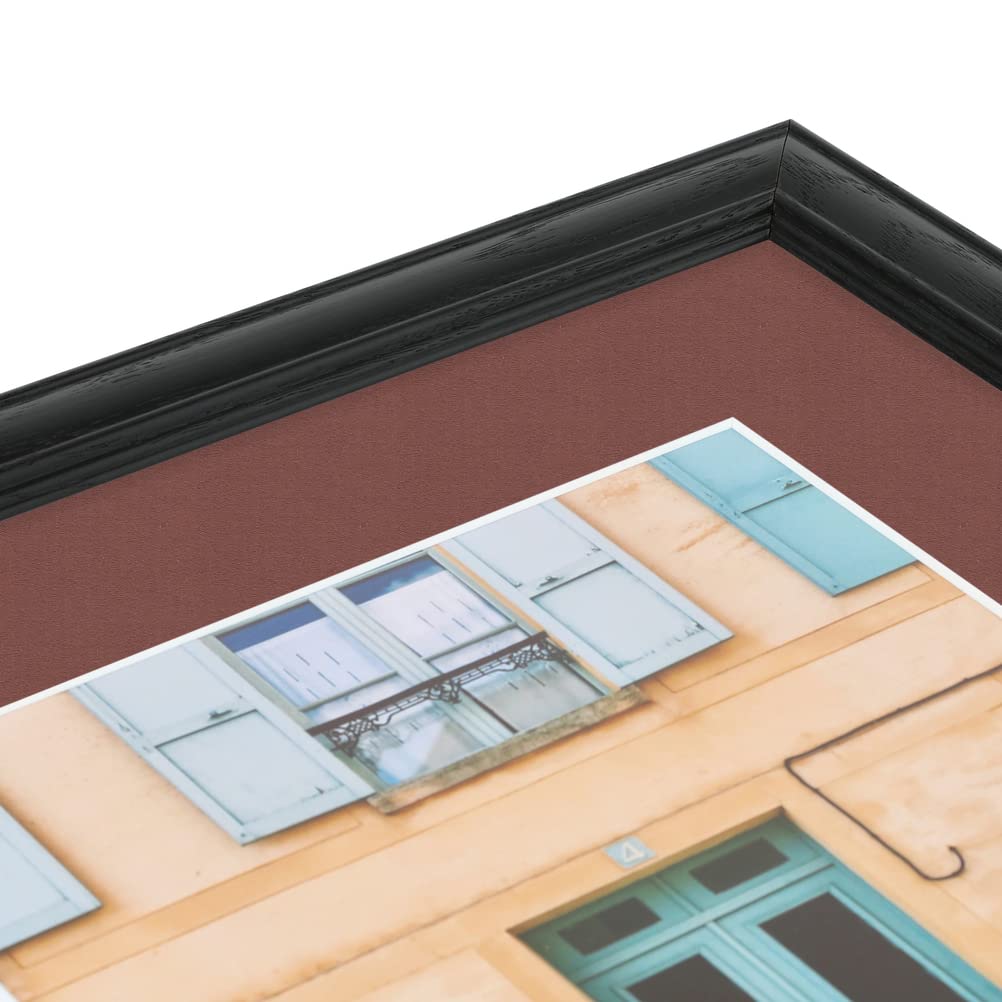 12x16 Inch Black Stained Solid Red Oak Picture Frame with 2 Inch Single Brique Mat - Premium Wood Photo Frame for Wall Art, Home Decor, Office Display, and Gift Giving - ArtToFrames SingleMat-0066-59504-YBLK-12x16-760